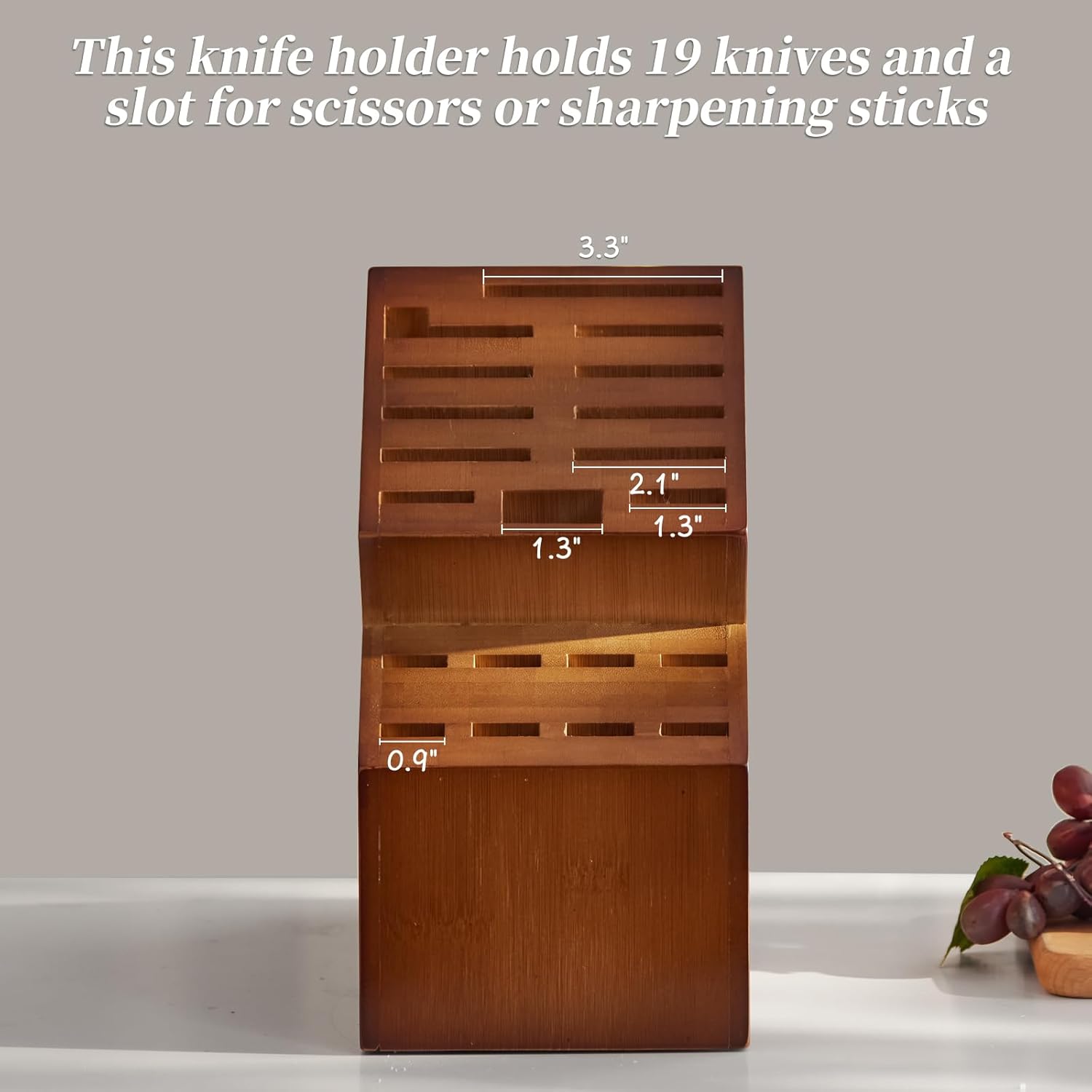 Kitsanery Bamboo Knife Block 19 Slot Organizer Knife Not Included