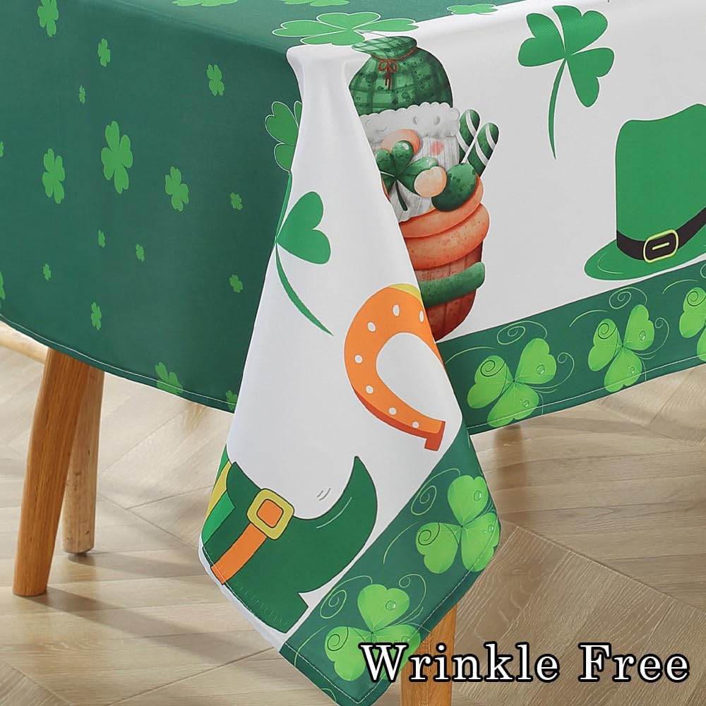 St Patricks Shamrock Tablecloth Rectangle 60x120 Inch Durable Washable