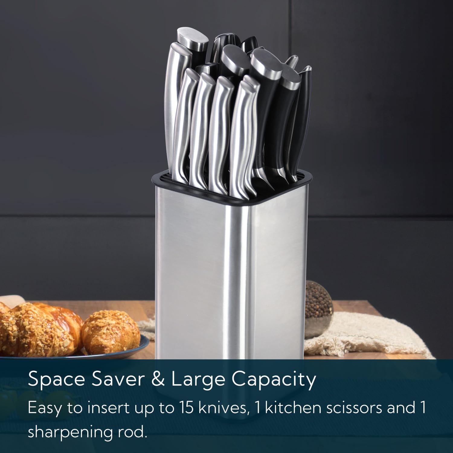 KITCHENDAO XL - Universal Stainless Steel Knife Block
