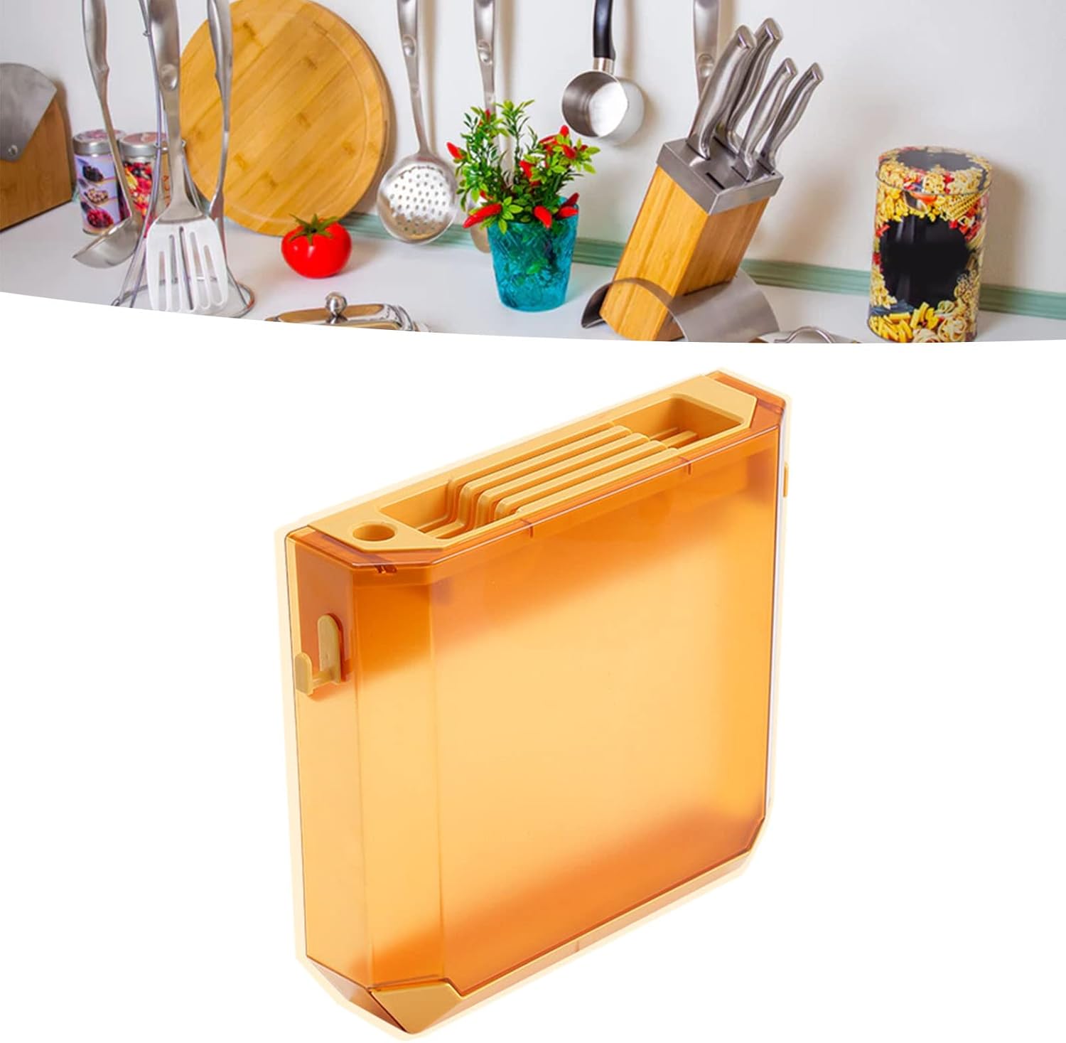 Wall-Mounted Plastic Knife Rack Yellow