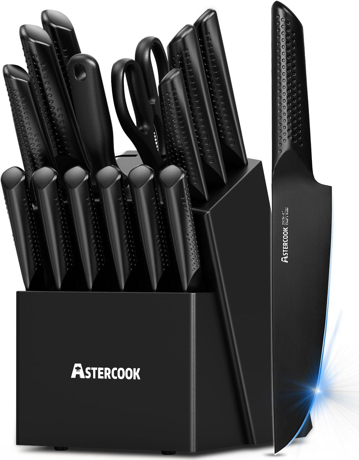 Astercook 15-Piece Chef Knife Set with Block