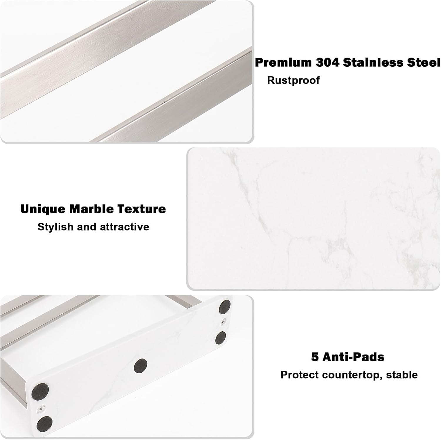 Sturdy Stainless Steel Magnetic Knife Holder with Marble Base