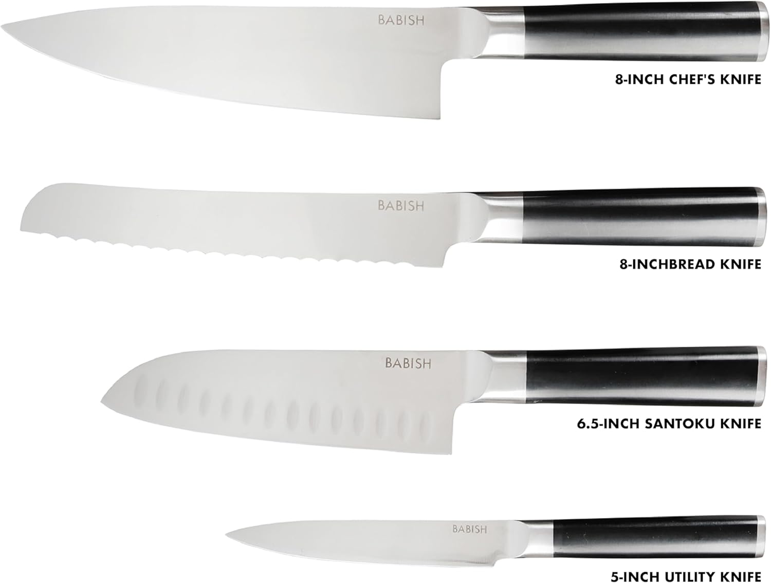 Babish 5 Piece German Steel Magnetic Forged Kitchen Knife Block Set