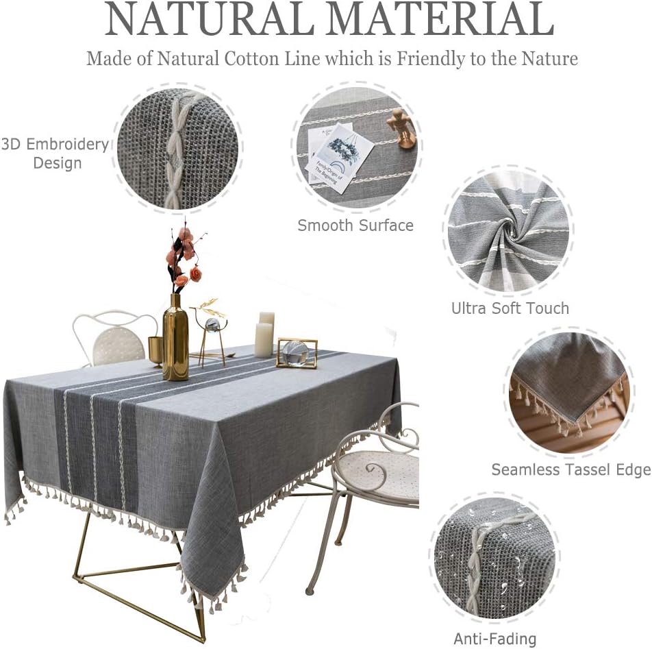 TEWENE Premium Linen Tablecloth 55x102 Gray 1