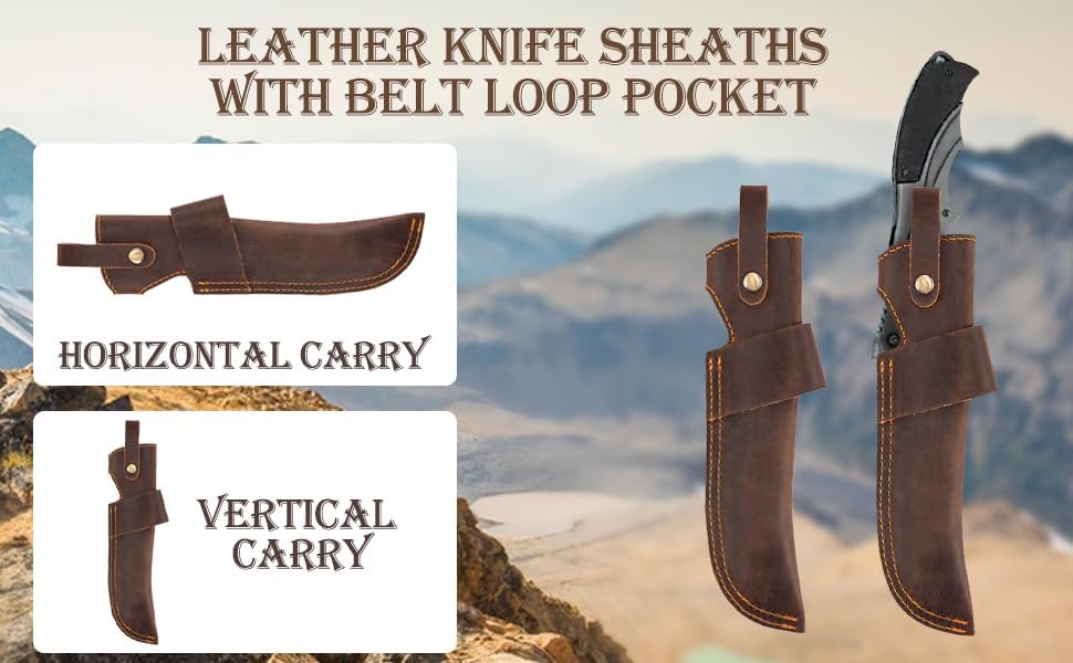 Leather Knife Sheath for 5-inch Blade Belt-Carrying Protection