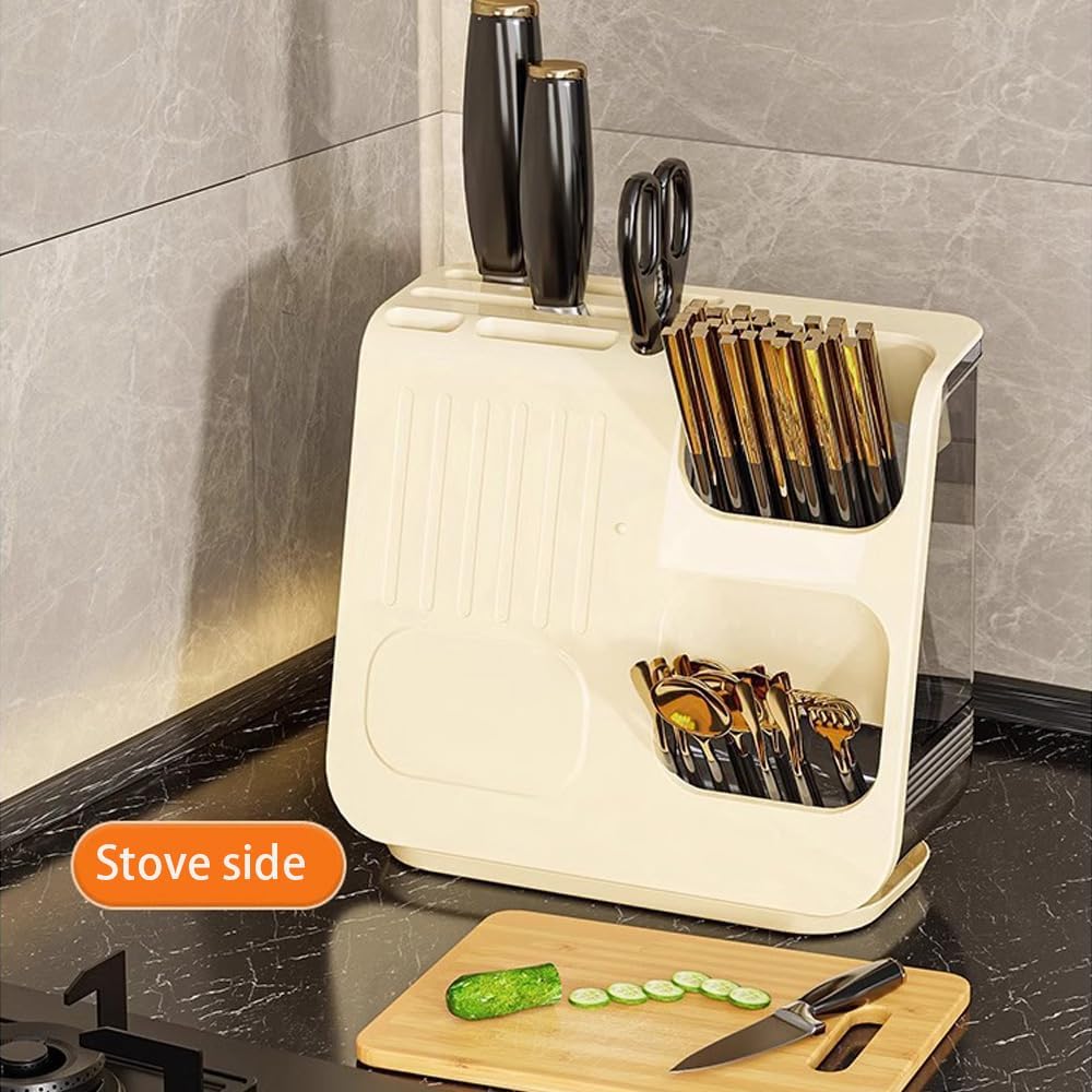 Vilemoon Kitchen Storage Racks with Knife Holder and Drain Tray