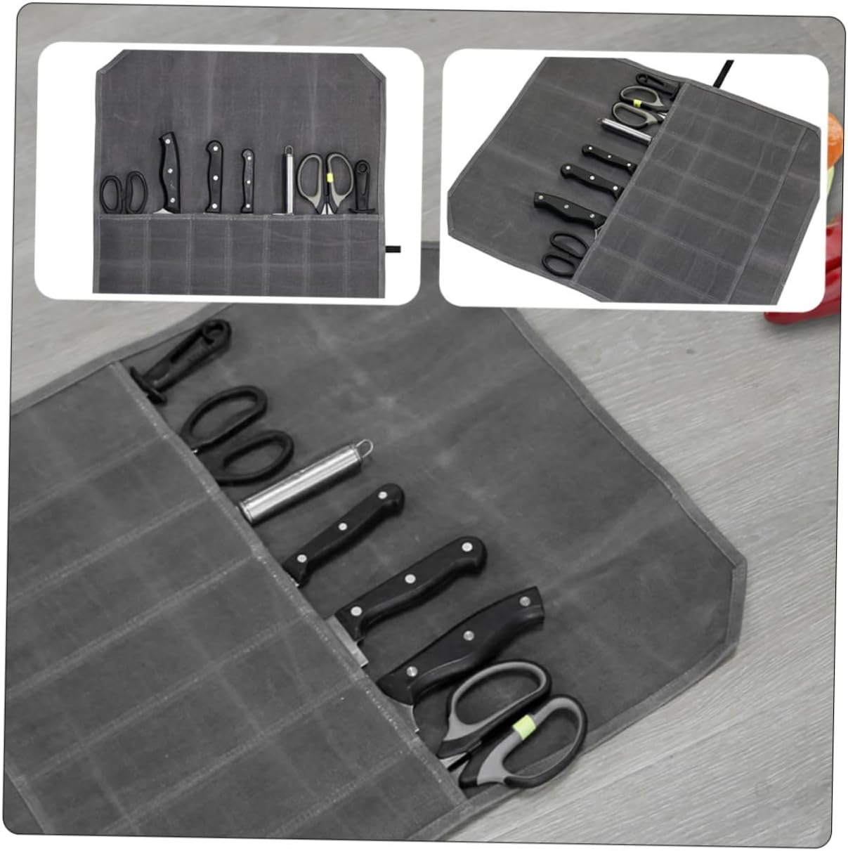 KICHOUSE Canvas Knife Storage Bag for Chef Knives and Cutlery