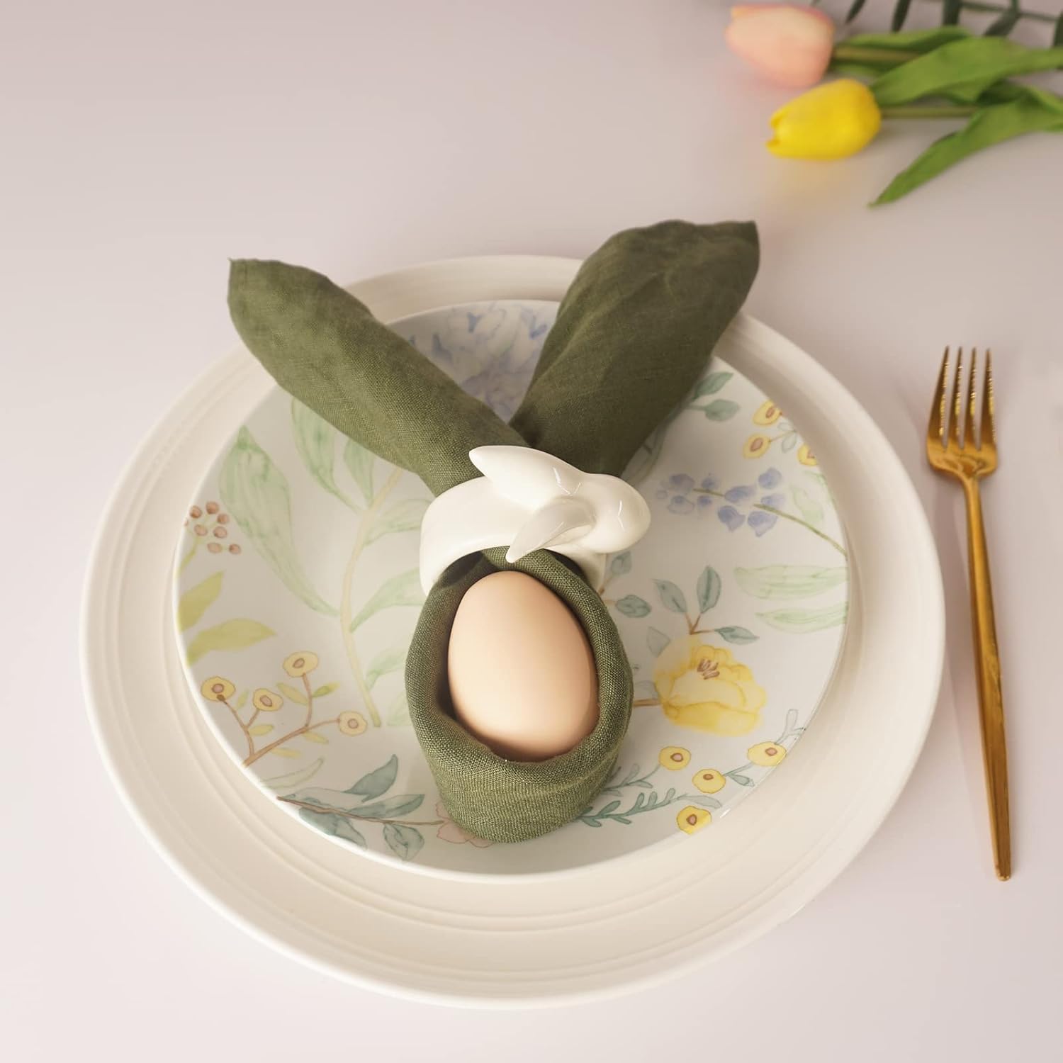 Easter Bunny Napkin Rings Set of 6 - Perfect for Tables