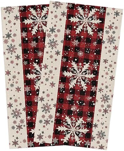 ZOE GARDEN Christmas Snowflake Dish Towels 2 Pack Red Black 18x28
