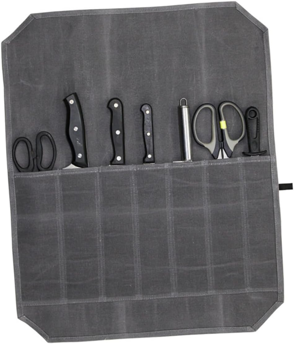 KICHOUSE Canvas Knife Storage Bag for Chef Knives and Cutlery