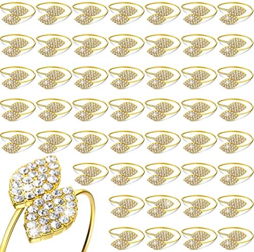 Hotop 100-Piece Gold Bling Napkin Rings Set Featuring Rhinestone Design