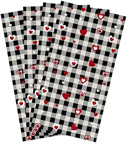 ZOE GARDEN Rustic Plaid Black Dish Towels 4-Pack