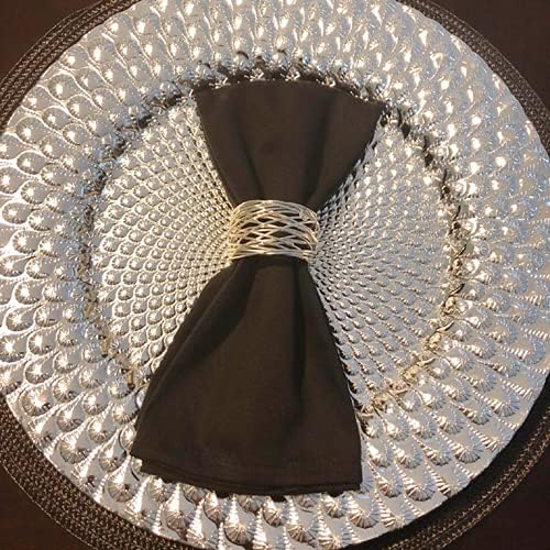 SKAVIJ 2 Inch Silver Napkin Rings Set of 12