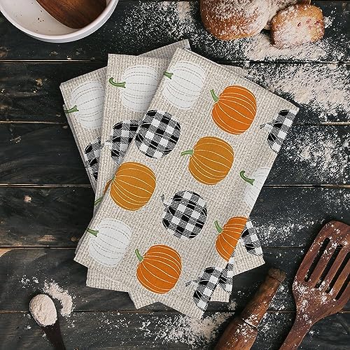 Pumpkin Kitchen Towels Set Durable Microfiber Kitchen Dishcloth Fall-Themed 18x28