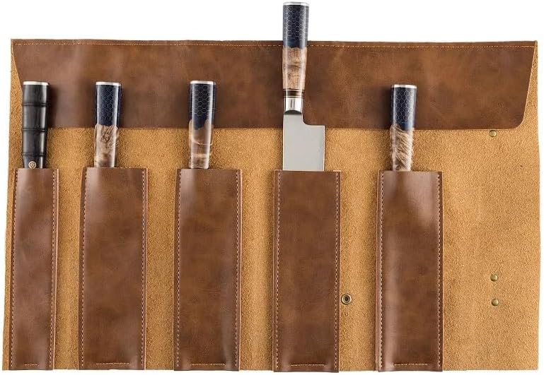 Professional Chefs Knife Roll Bag Leather Carry Case Study Outdoors Kitchen BBQ