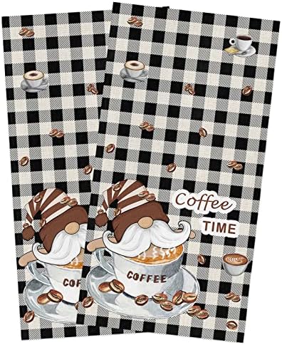 ZOE GARDEN Black White Plaid Kitchen Towels