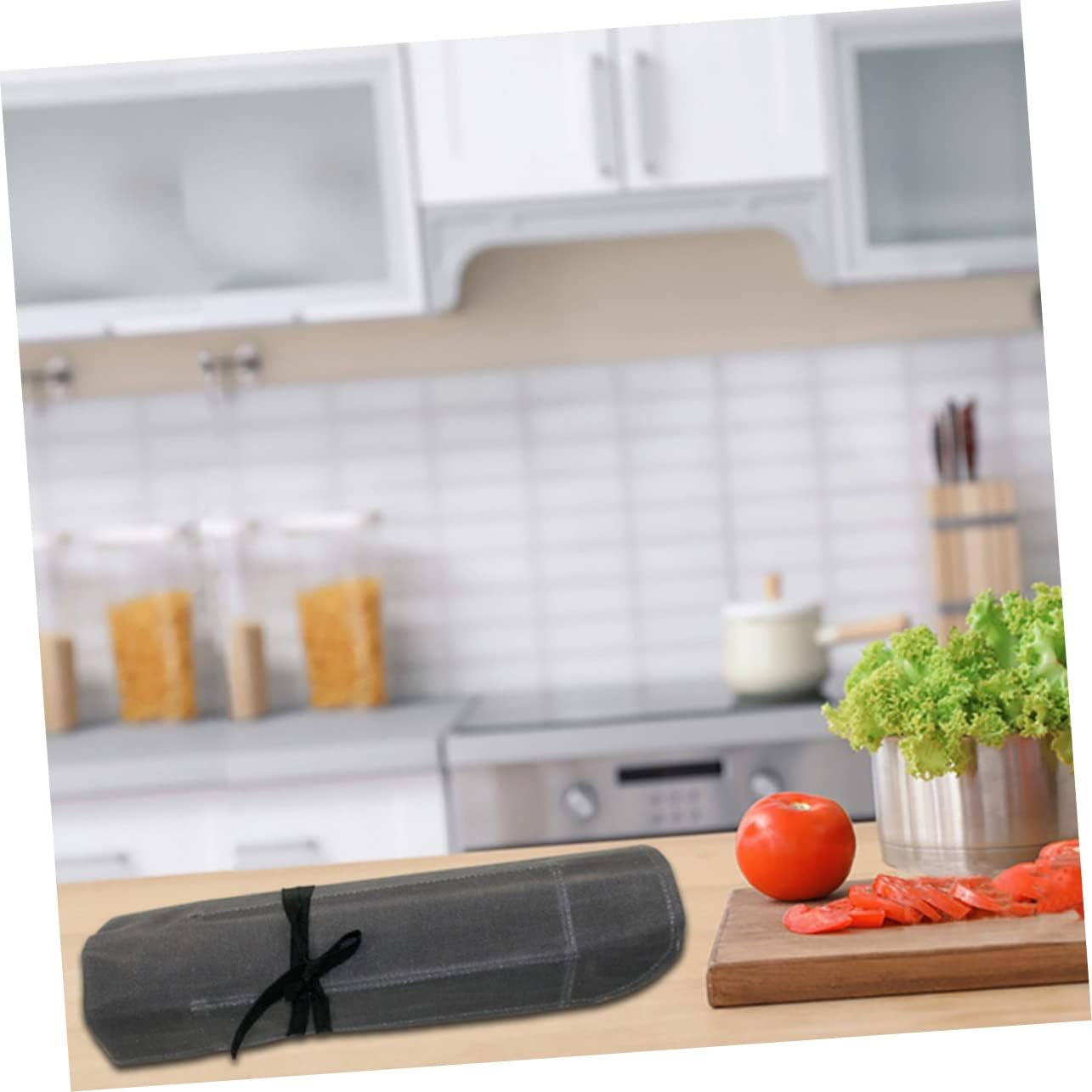Mikinona Elegant Grey Chef Knife Storage Roll Bag for Travel
