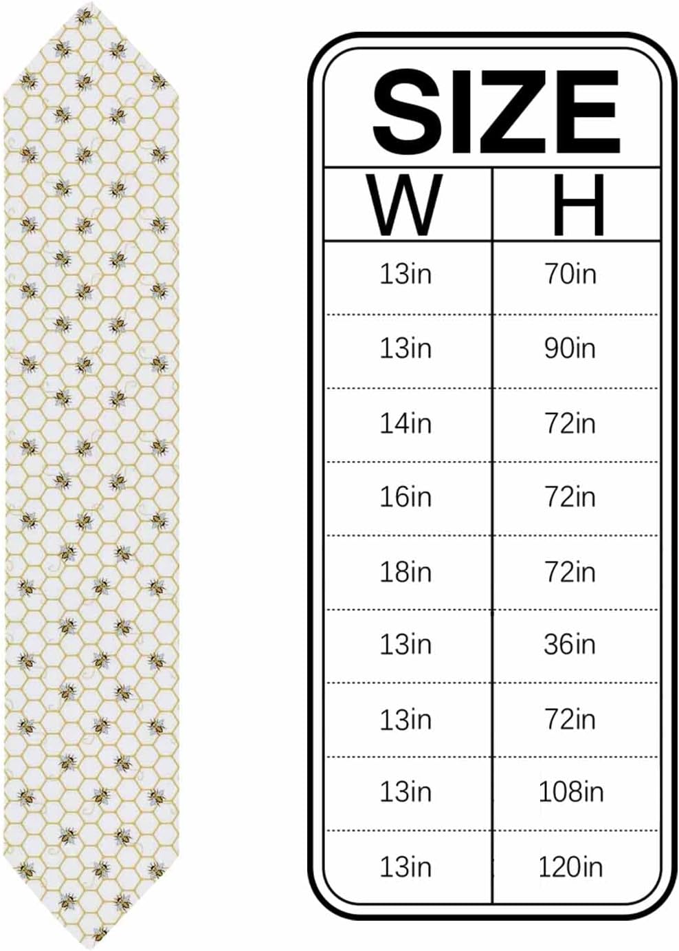 BABE MAPS Bee Table Runner 13x70in