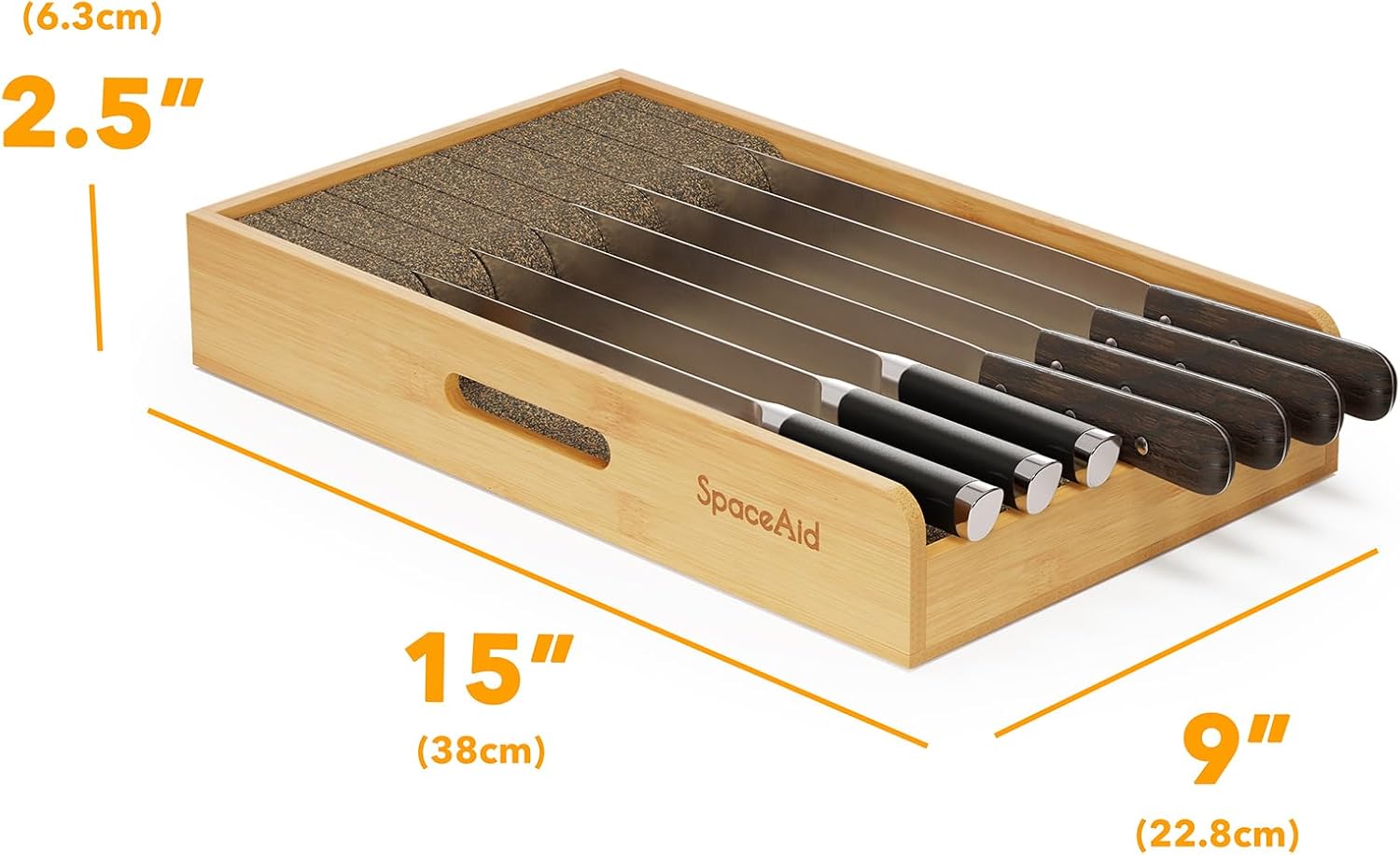 SpaceAid Bamboo Knife Organizer for Drawers