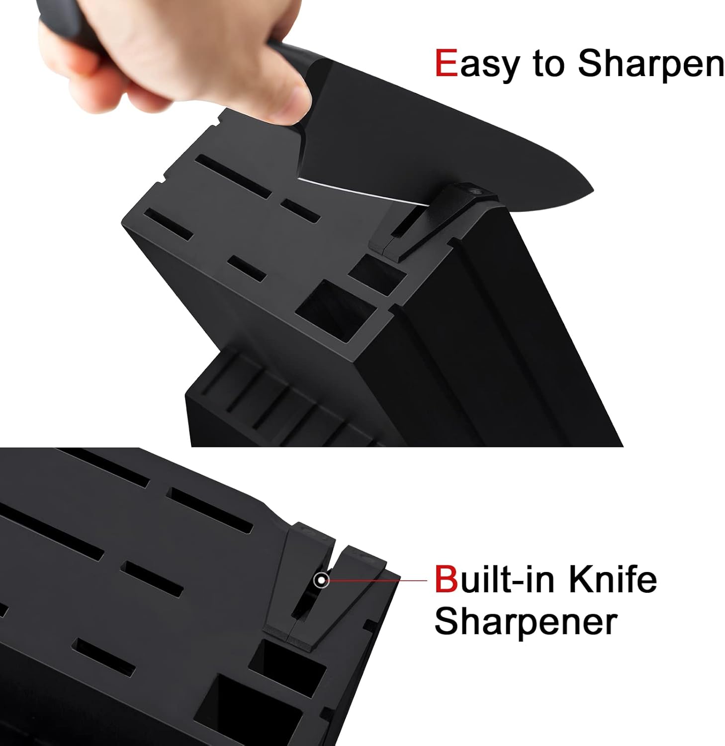 OOU 15 Piece Kitchen Knife Block Set with Sharpening