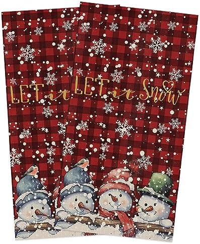 ZOE GARDEN Christmas Kitchen Towels Red Plaid 2-Pack Quick Dry Machine Washable