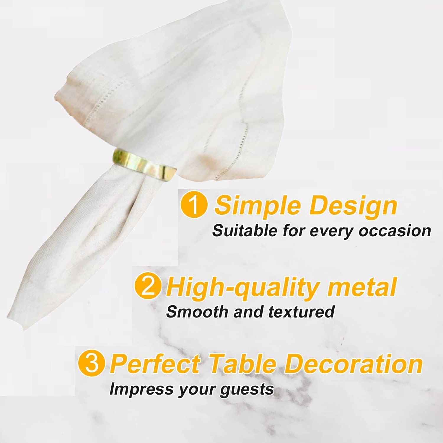 Gerilka Gold Napkin Rings Modern Design Stainless Steel Napkin Rings