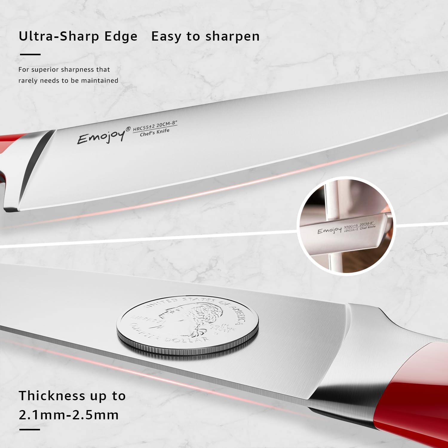 Emojoy 15-Piece Knife Set Red