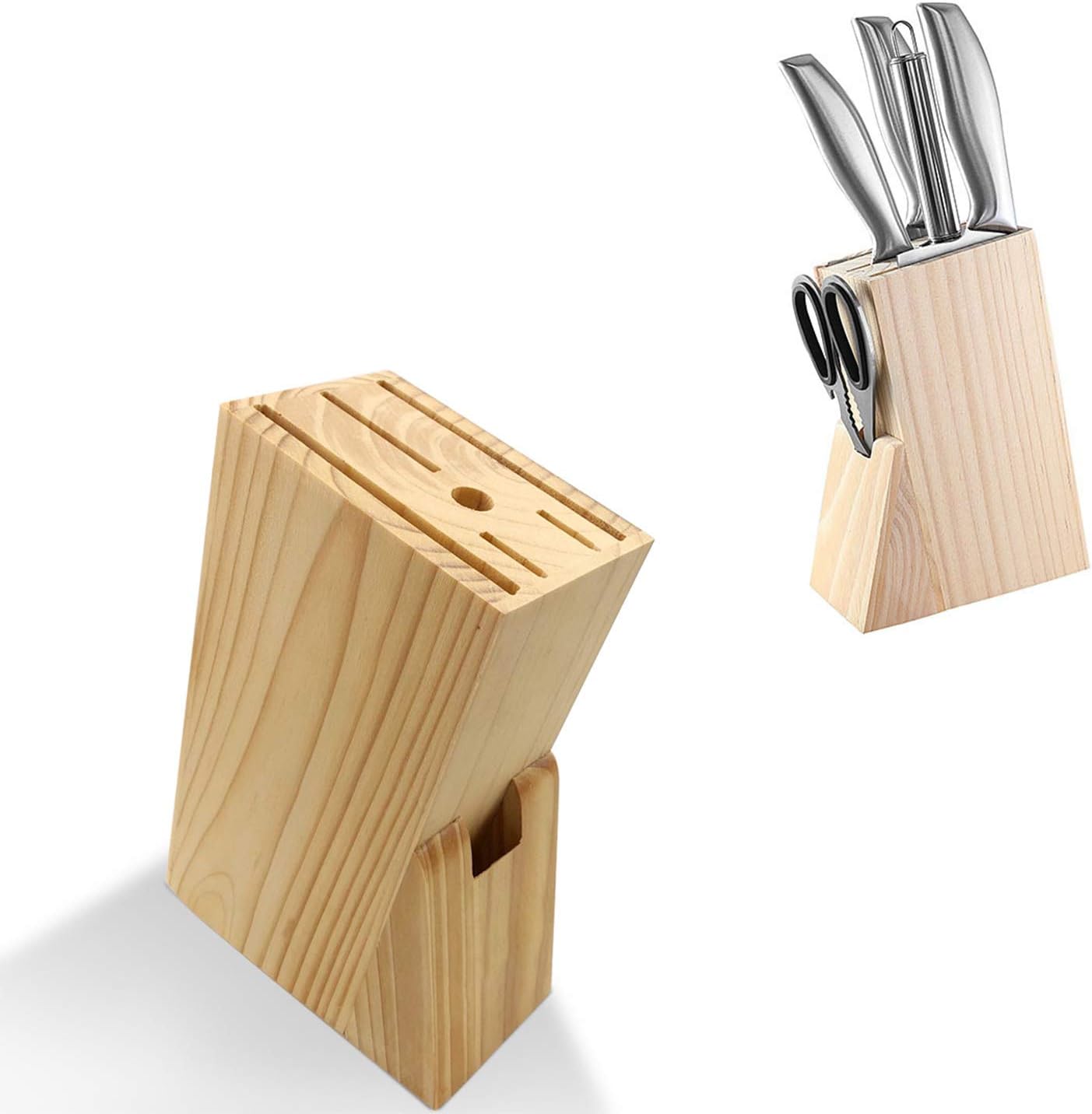 Hooshion Wooden Knife Block Countertop Organizer Kitchen Tool