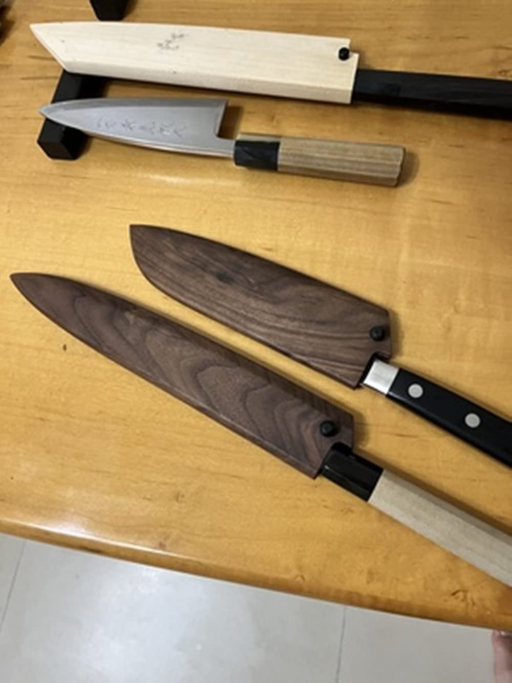 Handmade Natural Black Walnut Wood Santoku Knife Sheath 7 inch 1
