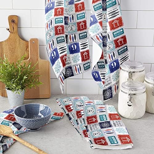 ZOE GARDEN Ocean Anchor Kitchen Towels 4-PC 18x28