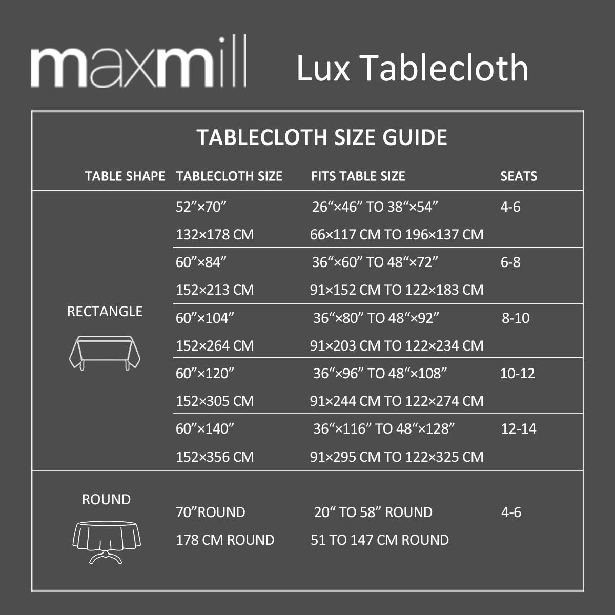 Maxmill Lux Faux Linen Tablecloth for Dining