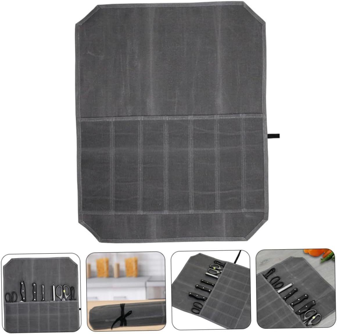 Mikinona Elegant Grey Chef Knife Storage Roll Bag for Travel