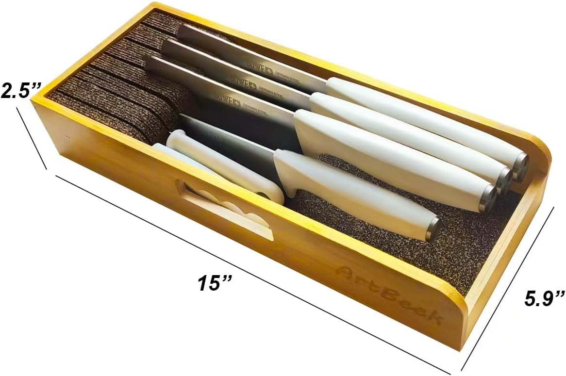 ArtBeek Universal Knife Holder Organizer Kit Bamboo Knives Holder