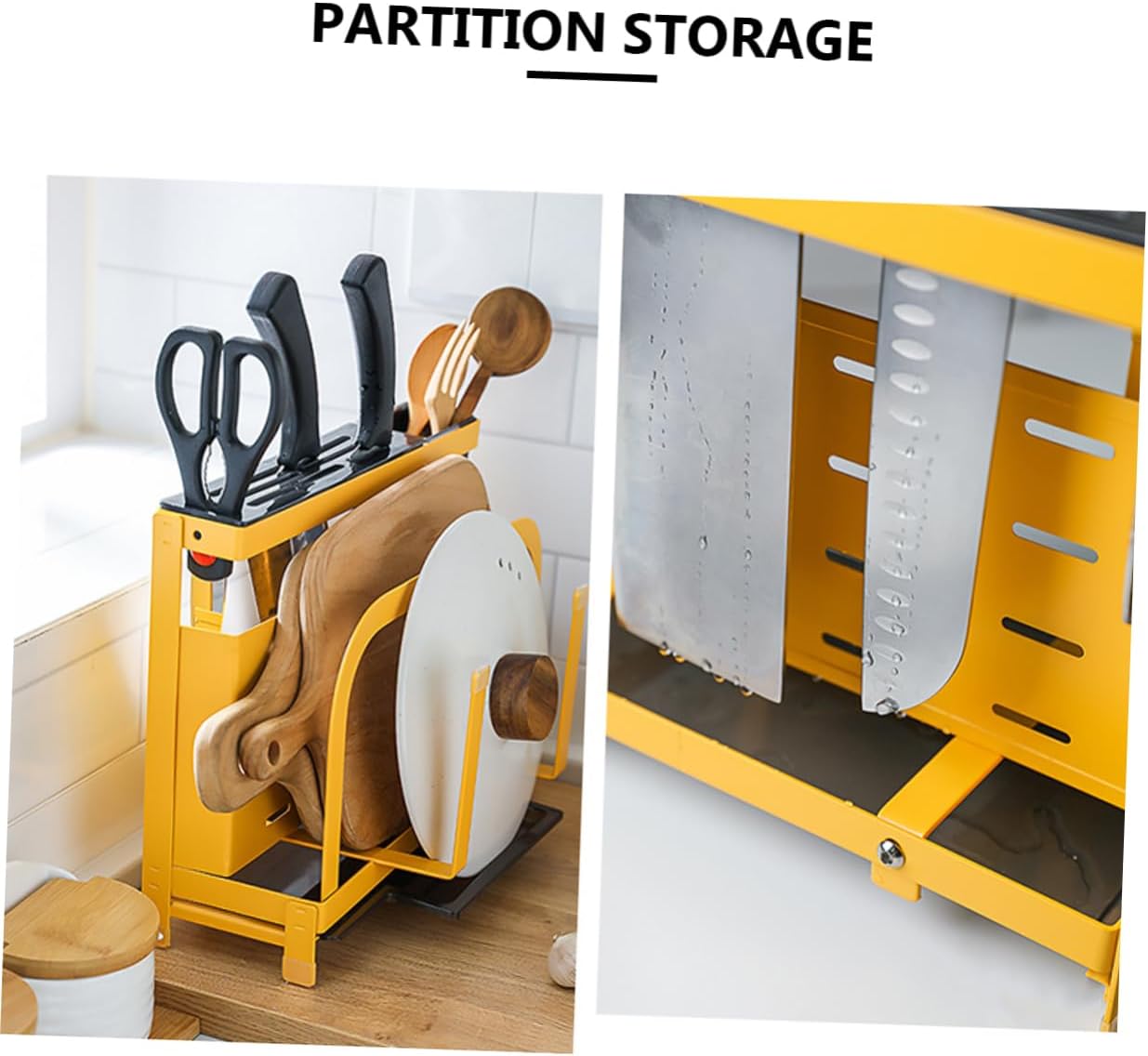 Elegant Yellow Knife Holder Space-Saving
