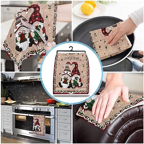 ZOE GARDEN Christmas Kitchen Towels 2 x 18x28 Plaid Brown Set