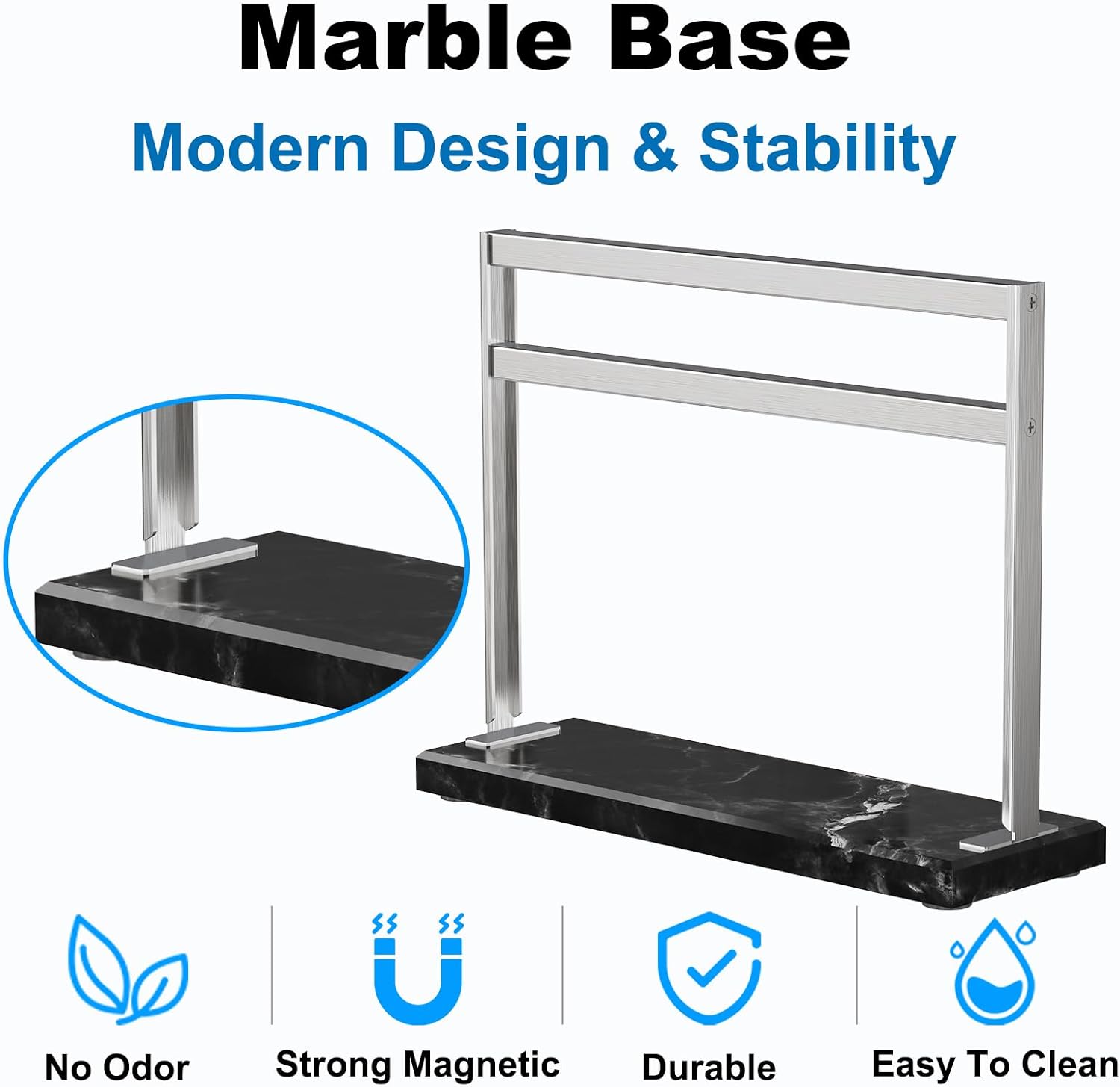 HomeSimplex Magnetic Knife Block - Black Marble Base