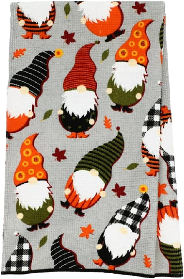 Modern Farmhouse Halloween Kitchen Towel Set with Gnomes