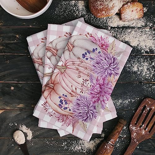 Stylish Pink Pumpkin Kitchen Towels