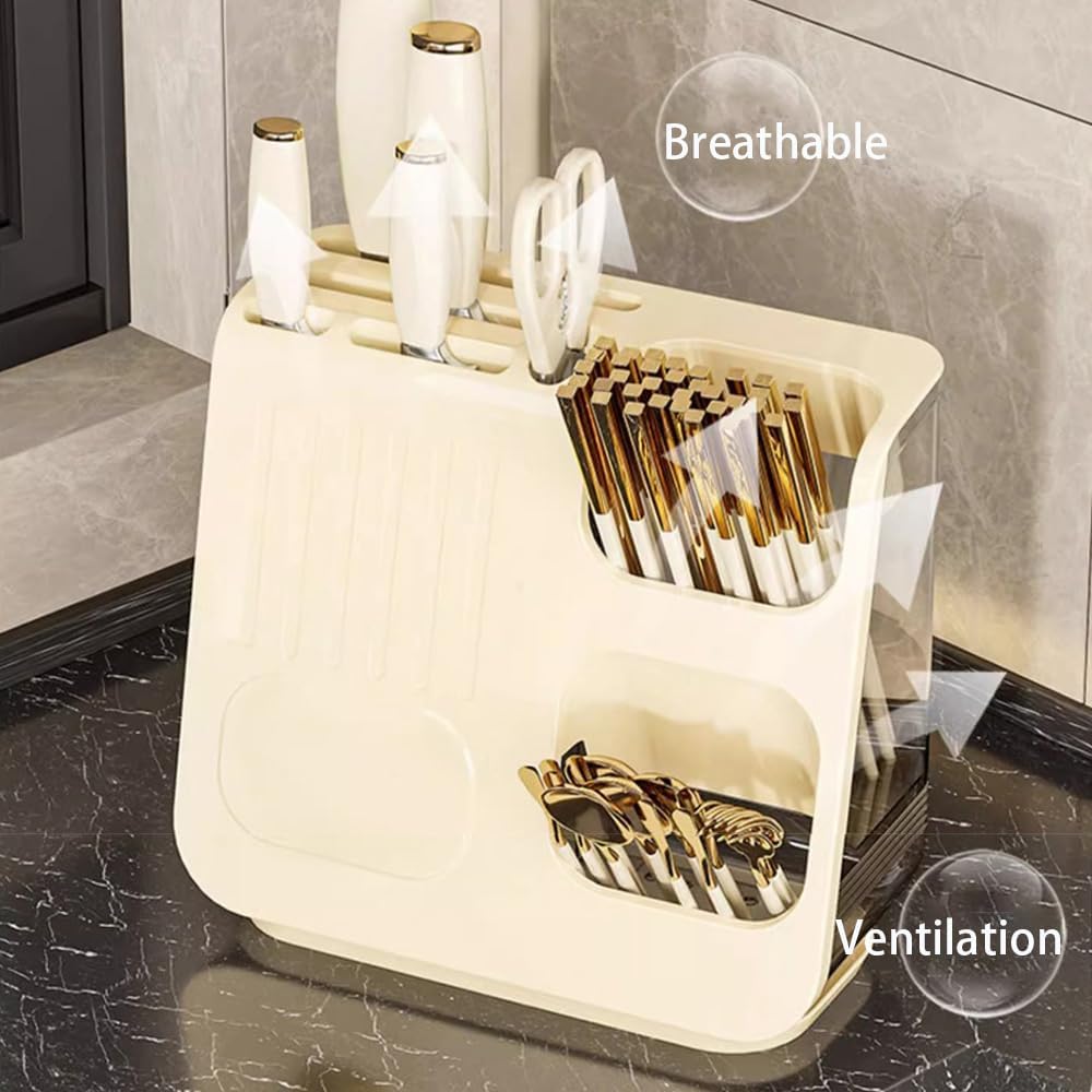 Vilemoon Kitchen Storage Racks with Knife Holder and Drain Tray