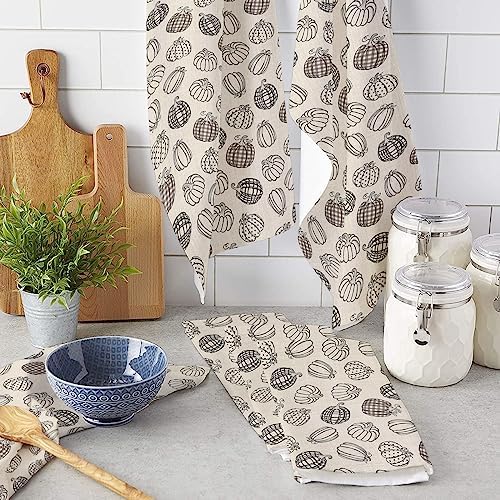 Thanksgiving Bohemia Kitchen Towels Black Dot Plaid Pumpkins 18x28 Dish Towels Dish Cloths
