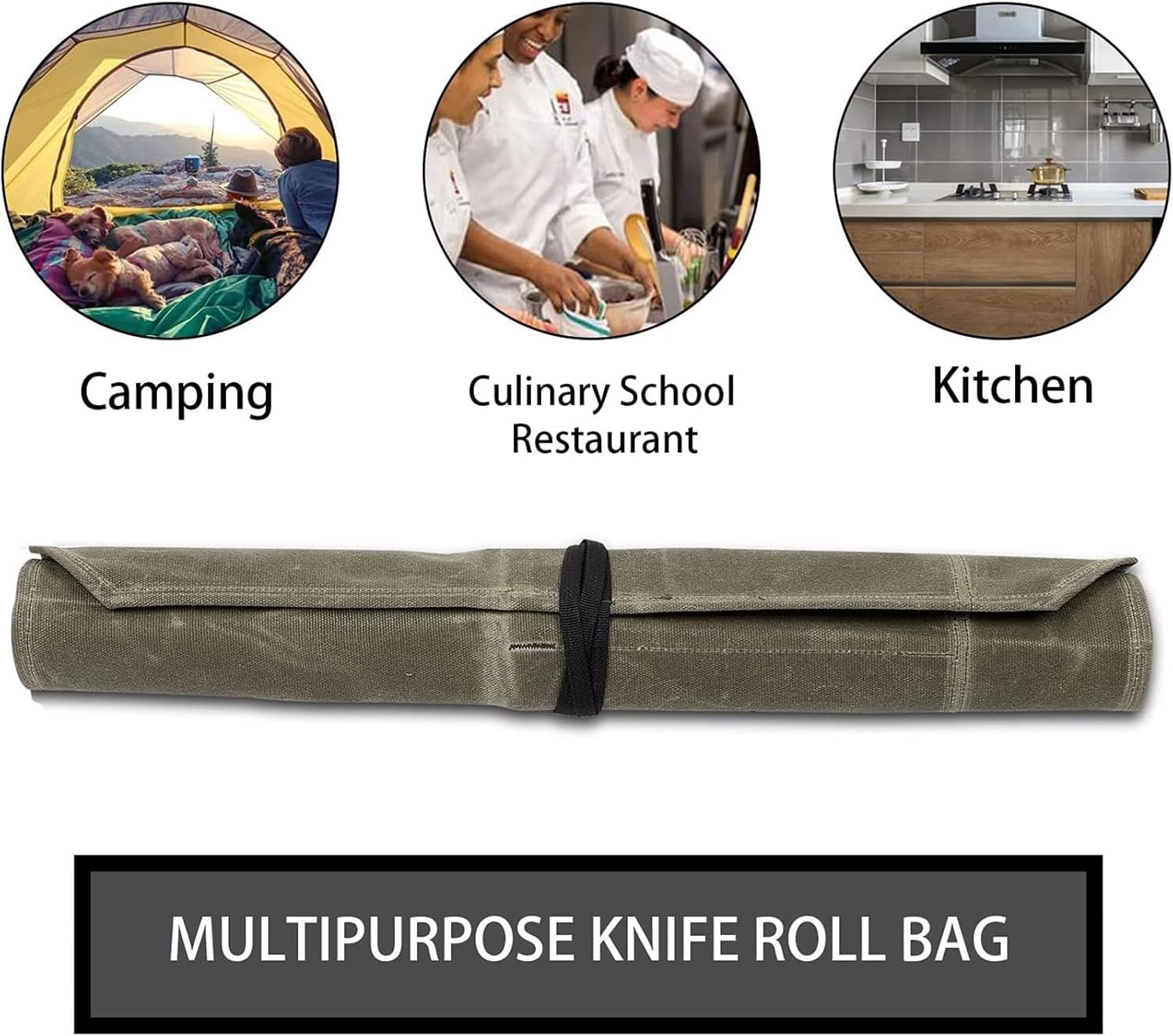 Compact Canvas Knife Holder with 7 Sections for Cooking Enthusiasts