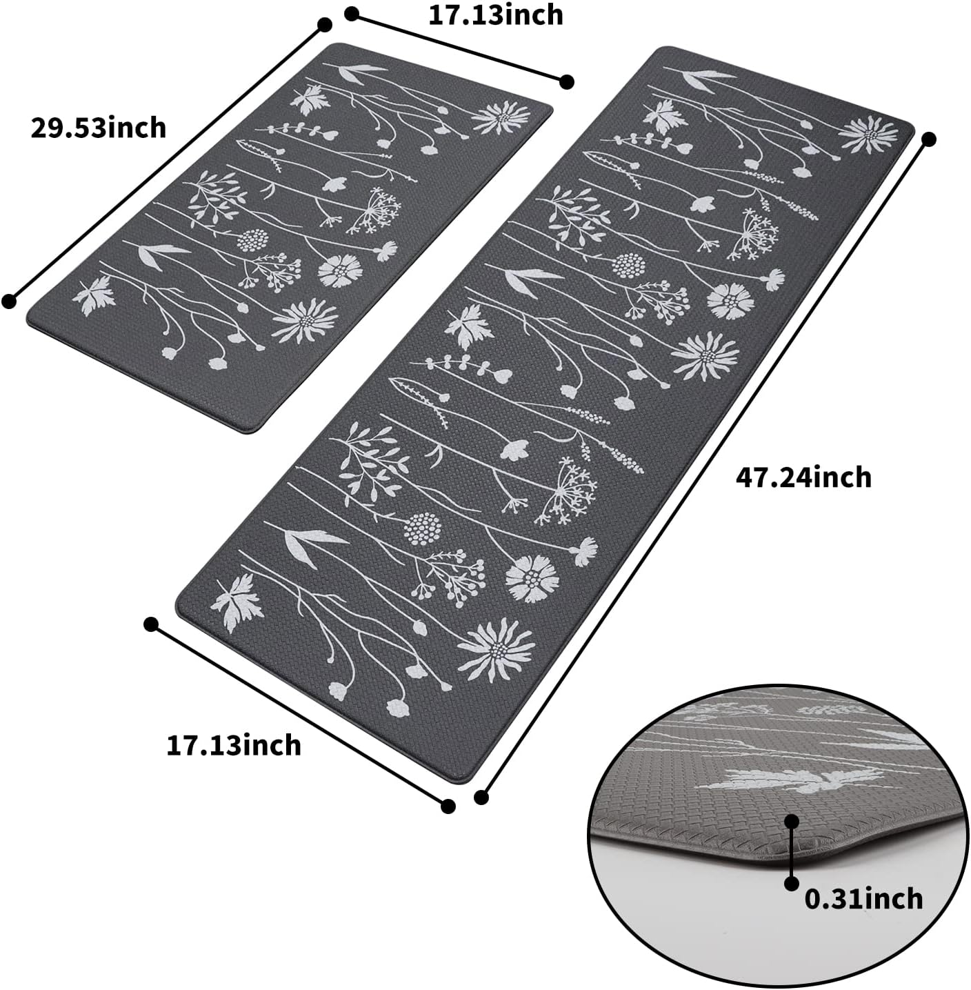 Rempry 2-Piece Kitchen Rugs Mats Set