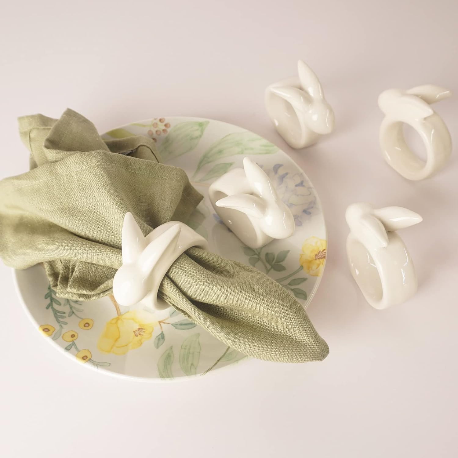 Easter Bunny Napkin Rings Set of 6 - Perfect for Tables