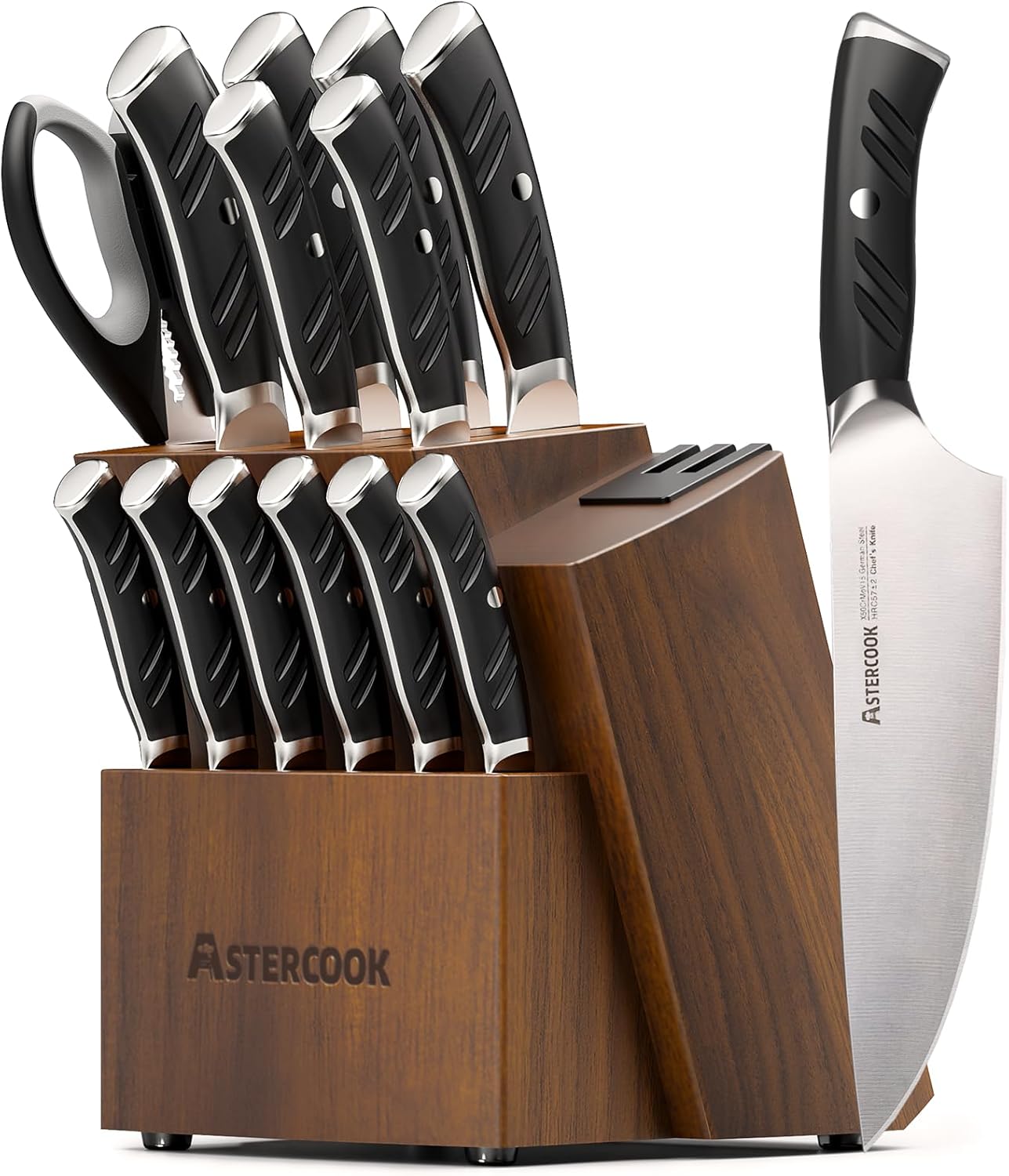 Premium German Steel Knife Set with Dual Sharpener Aesthetic Handle Design