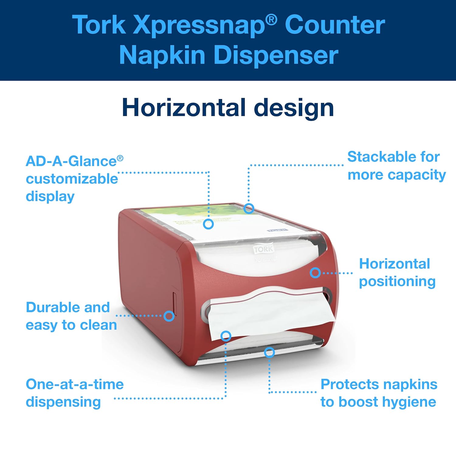 Tork Xpressnap Countertop Napkin Dispenser Red Signature Range