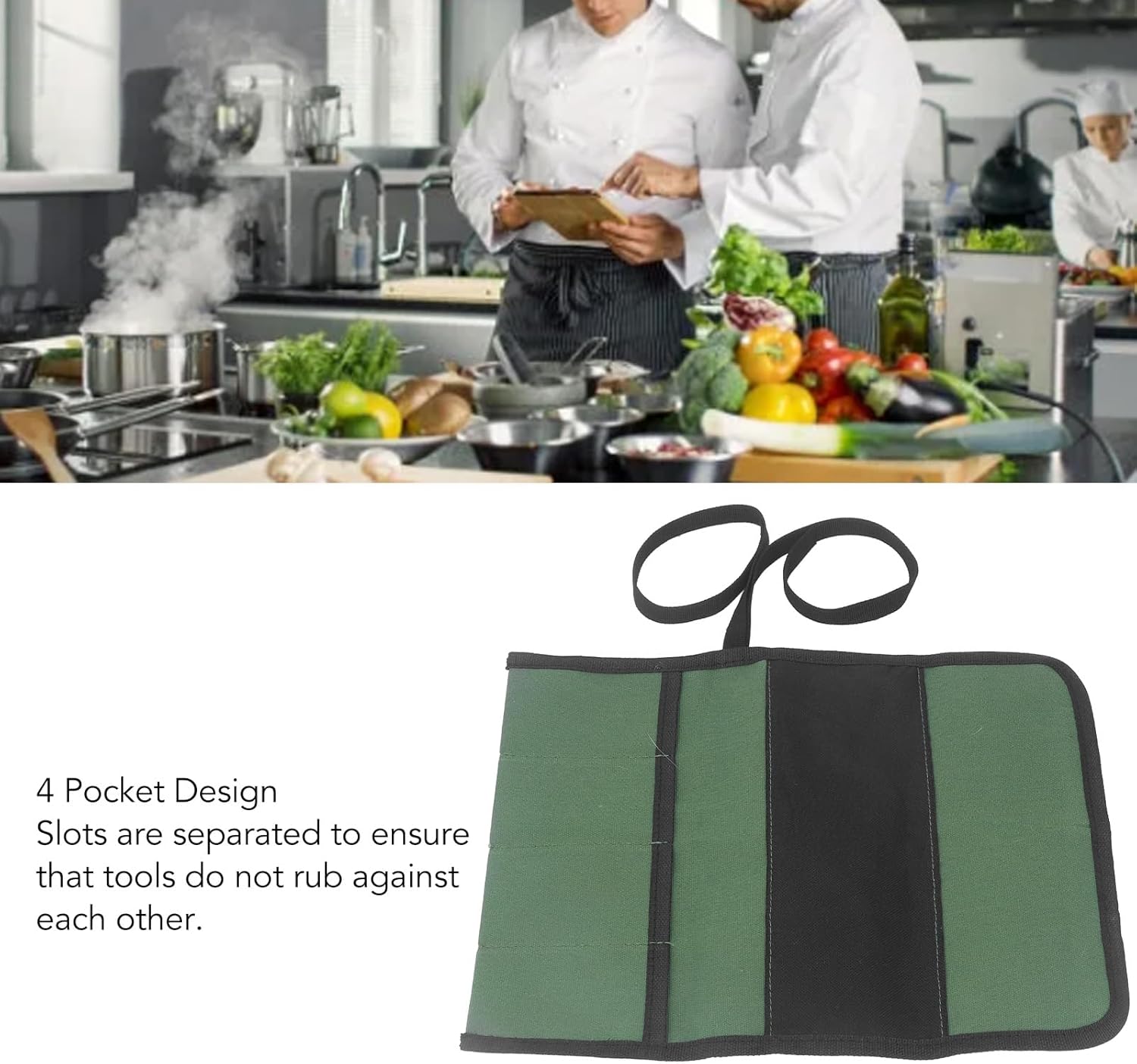 Secure Durable 4-Pocket Knife Roll Bag