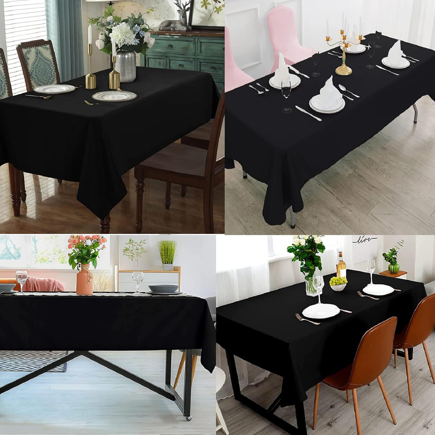 6 Pack Black Tablecloth Set