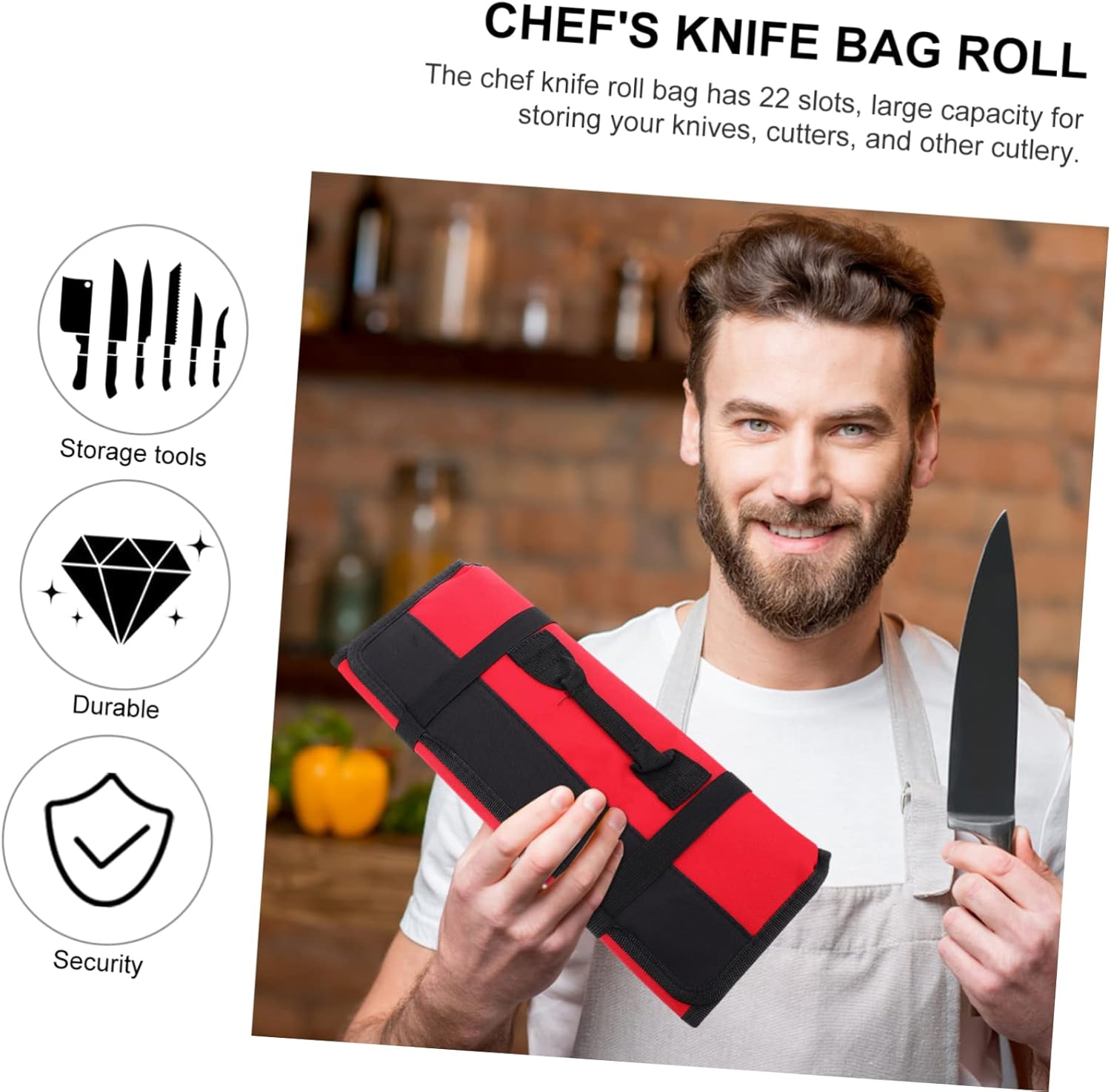 VOSAREA 1pc 22 Slot Knife Bag Organizer for Cooking and Dinning