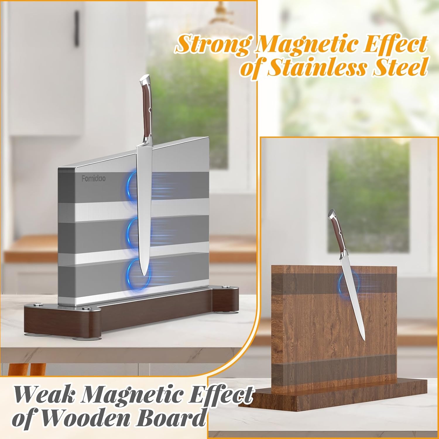 Magnetic Extra Large Stainless Steel Knife Holder Double Sided