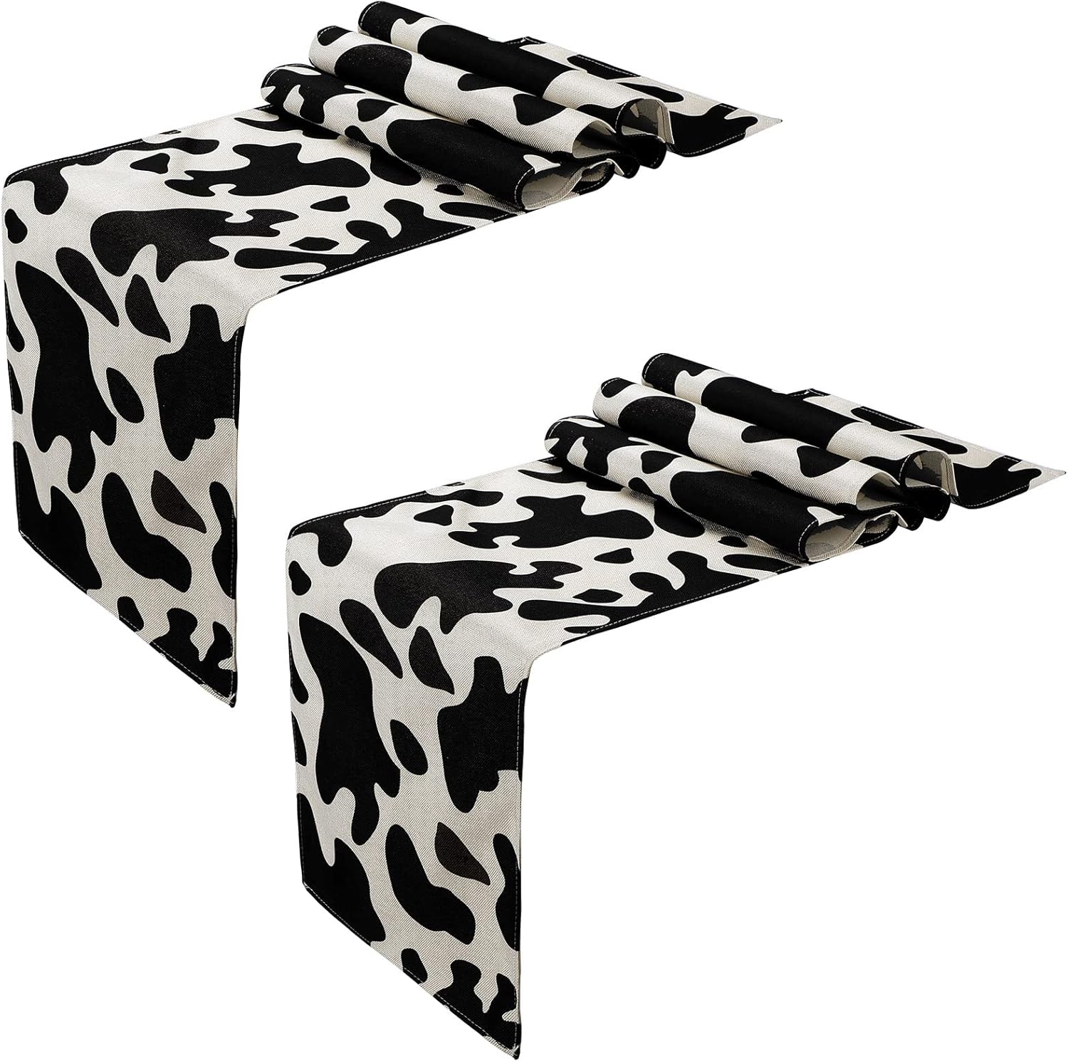 Luxurious Farmhouse Tablecloth 2-Piece Cow Print for Kitchens Parties